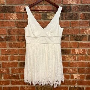 DB Studio White Lace V Neck Bridal Dress